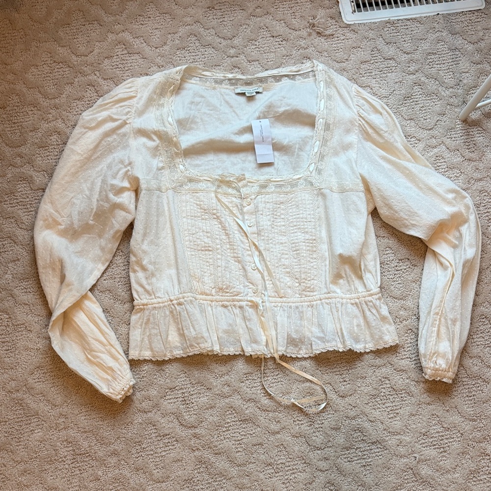 American Eagle Outfitters Cream Blouse
